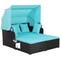 Patio Daybed PE Rattan Canopy Sofa Cushioned Outdoor Furniture
